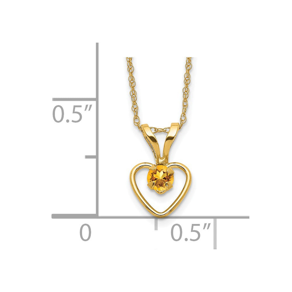 Whimsy Nest 14k Madi K 3mm Citrine Heart Birthstone Necklace