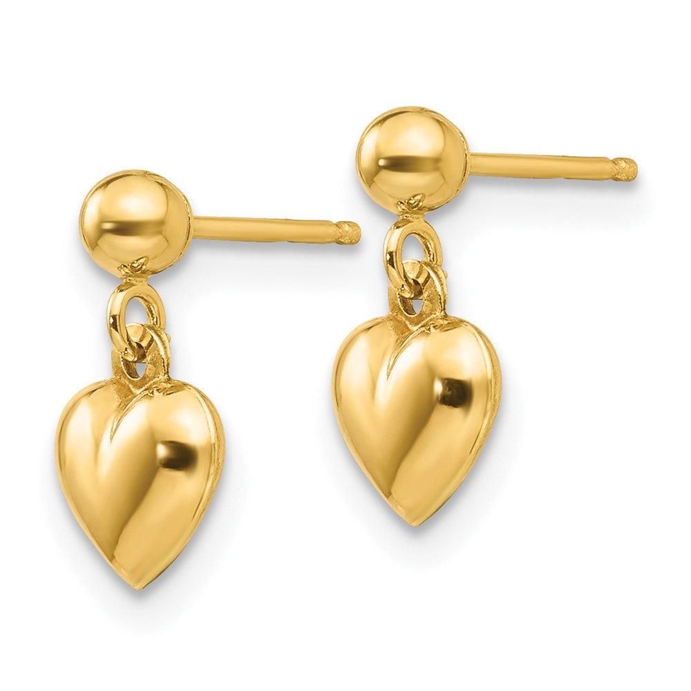 Peaches Pie 14k Madi K Puffed Heart Post Dangle Earrings