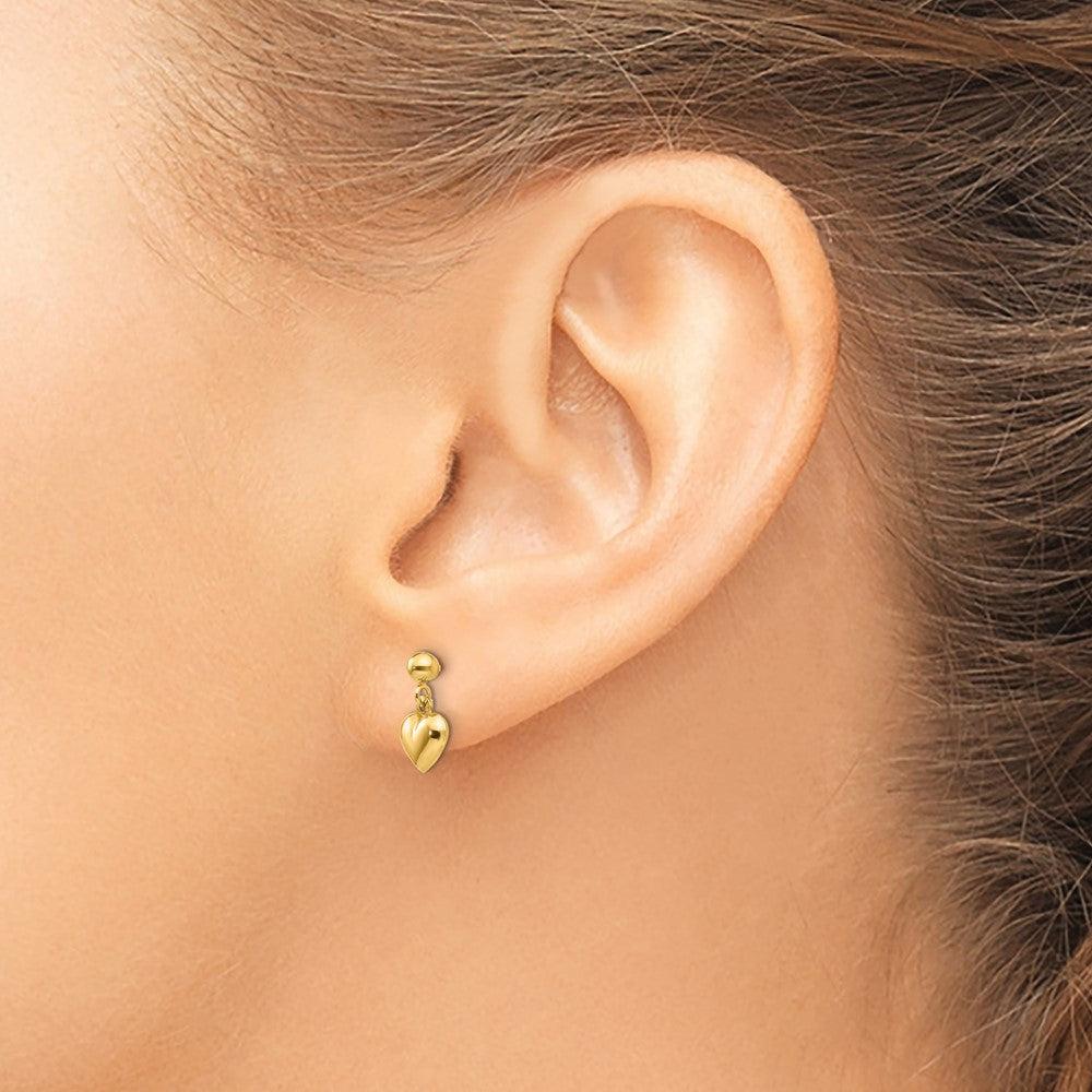Peaches Pie 14k Madi K Puffed Heart Post Dangle Earrings