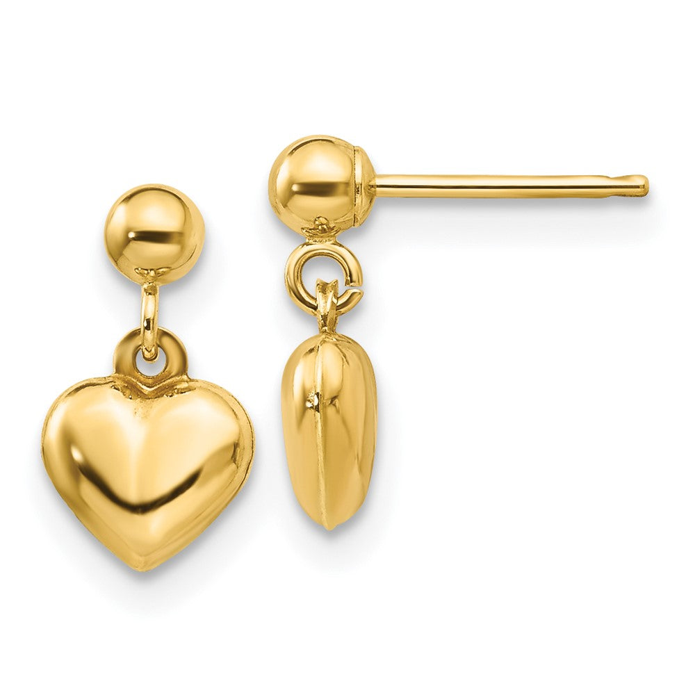 Peaches Pie 14k Madi K Puffed Heart Post Dangle Earrings