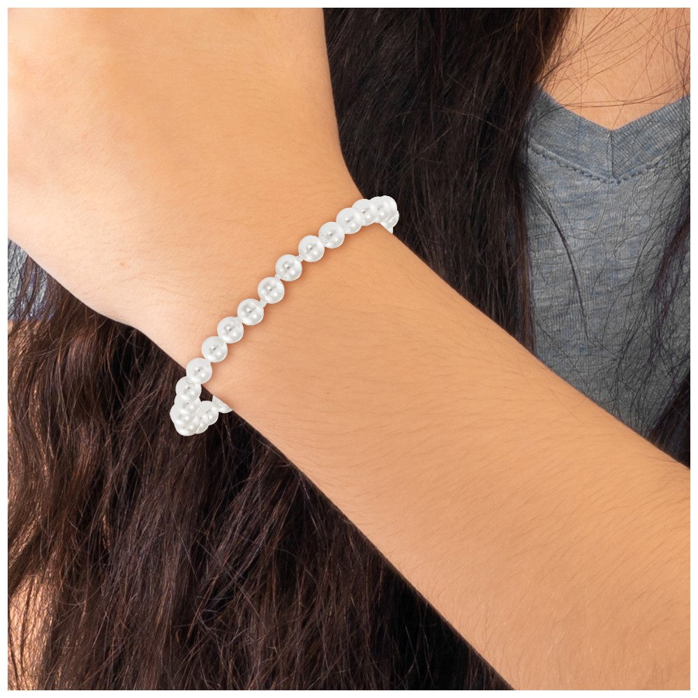 Luna Pop 14k Madi K 4.5mm-5.5mm White Imitation Shell Pearl 5.25 inch Bracelet