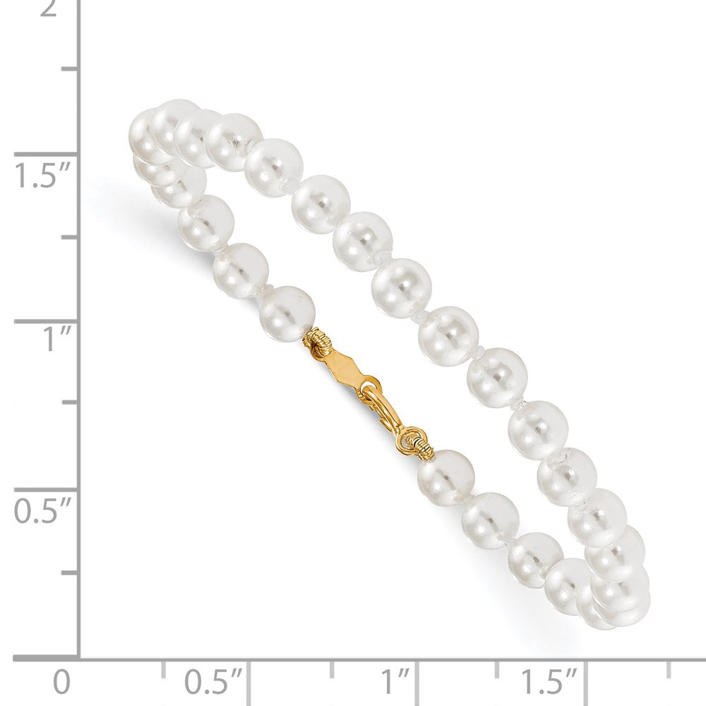 Luna Pop 14k Madi K 4.5mm-5.5mm White Imitation Shell Pearl 5.25 inch Bracelet