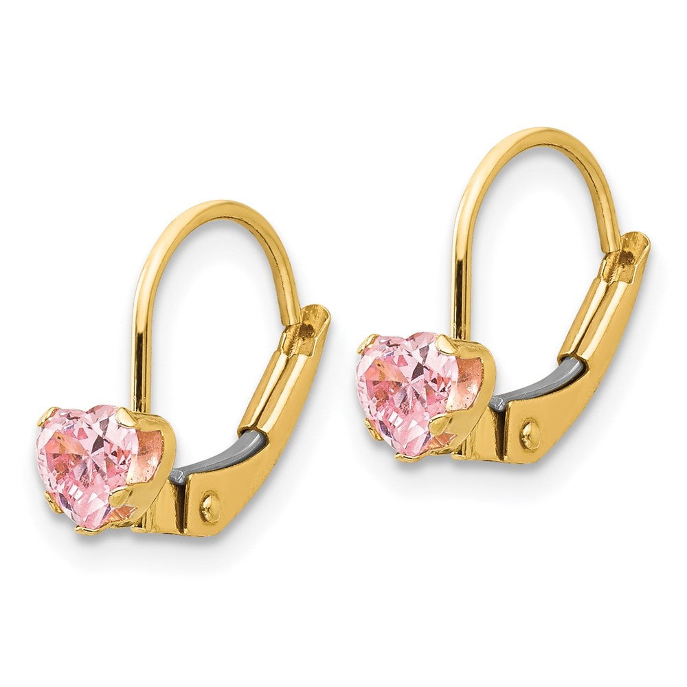Koala Joy 14k Madi K Leverback 4mm Pink CZ Earrings