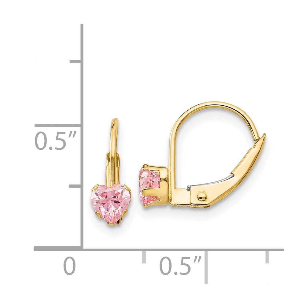 Koala Joy 14k Madi K Leverback 4mm Pink CZ Earrings