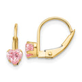 Koala Joy 14k Madi K Leverback 4mm Pink CZ Earrings