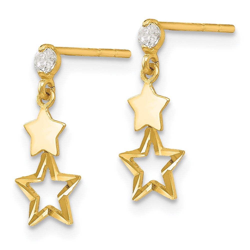 Buddy 14k Madi K CZ Polished Star Post Dangle Earrings