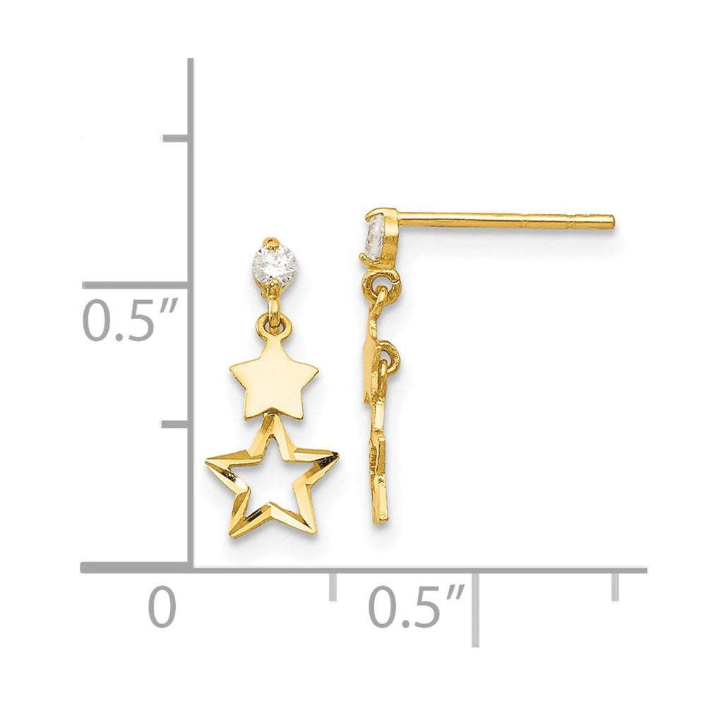 Buddy 14k Madi K CZ Polished Star Post Dangle Earrings