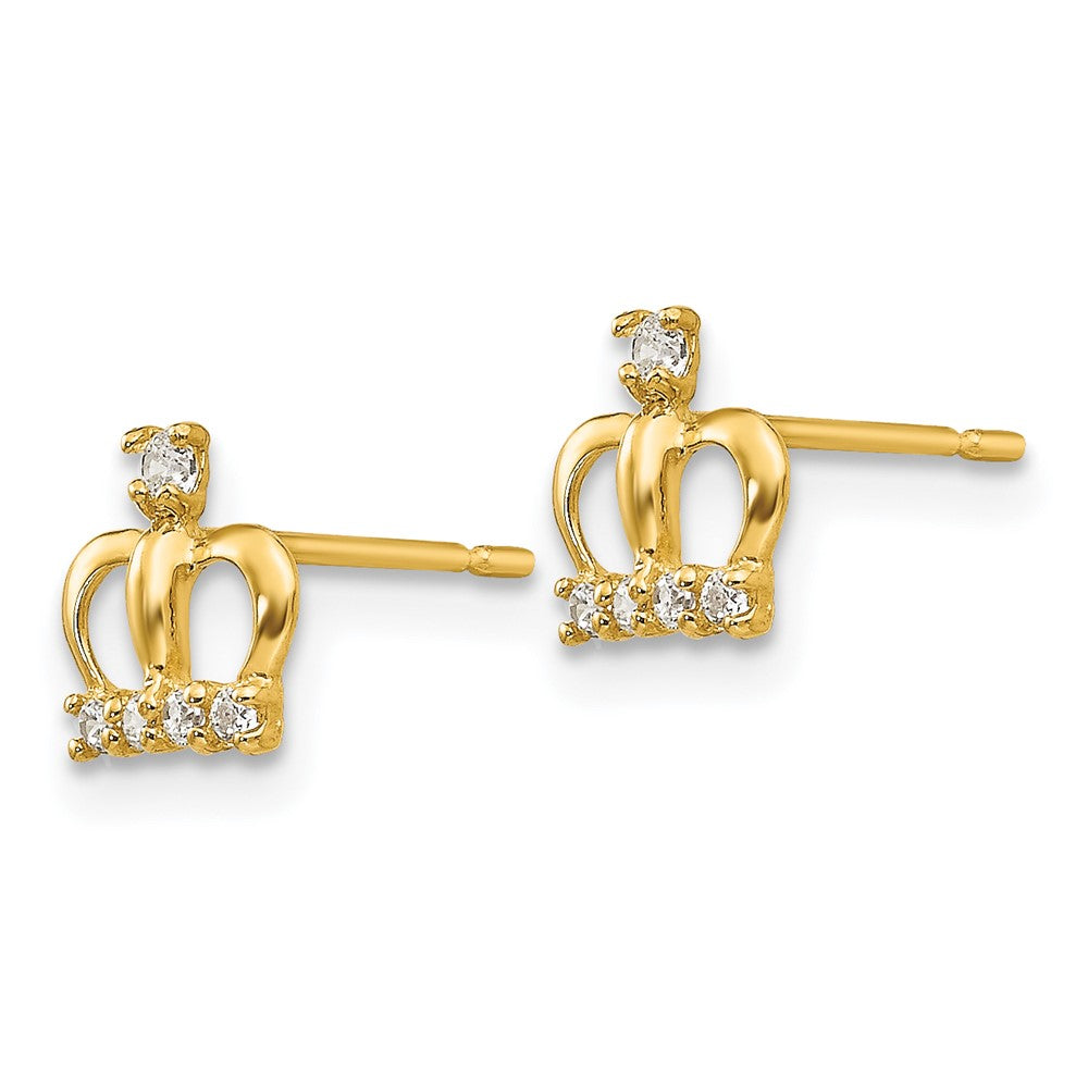 Pixie Bear 14k Madi K CZ Crown Post Earrings