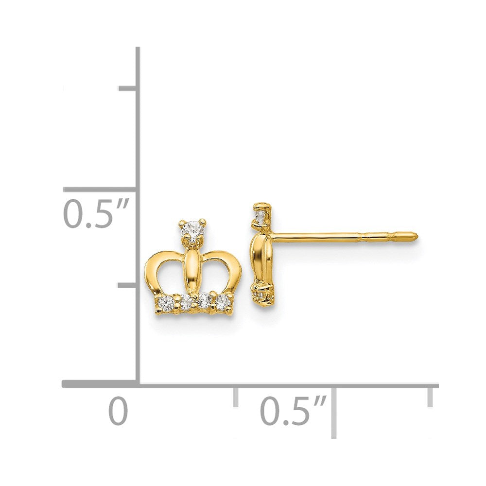 Pixie Bear 14k Madi K CZ Crown Post Earrings