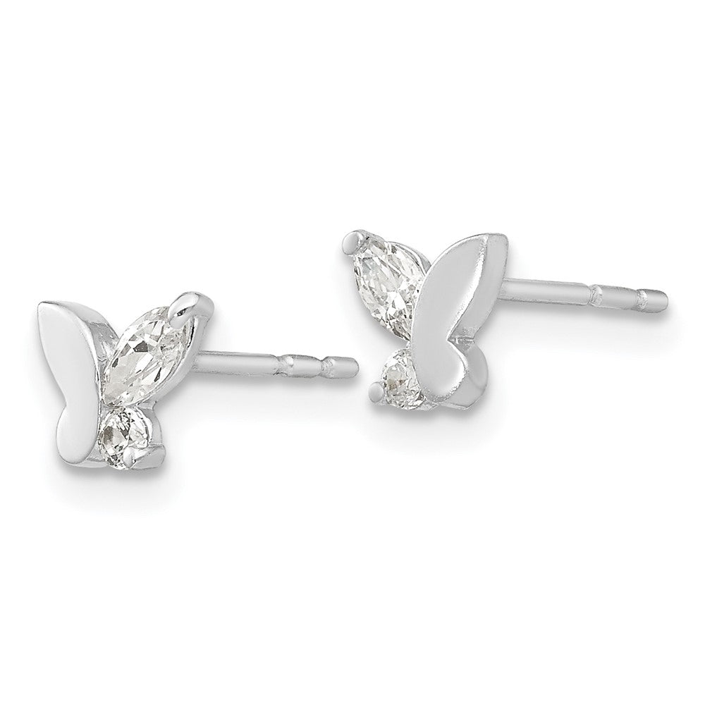 Peanut Pop 14k White Gold Madi K CZ Butterfly Post Earrings