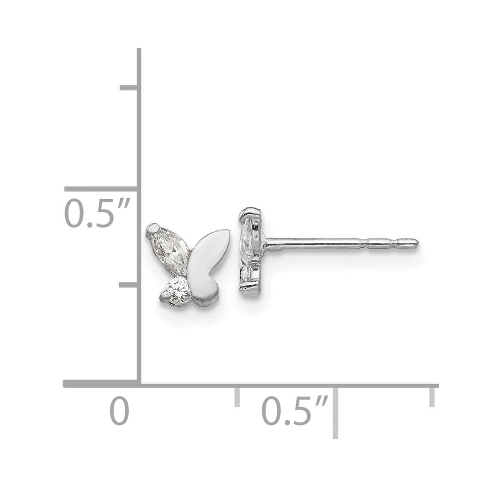Peanut Pop 14k White Gold Madi K CZ Butterfly Post Earrings