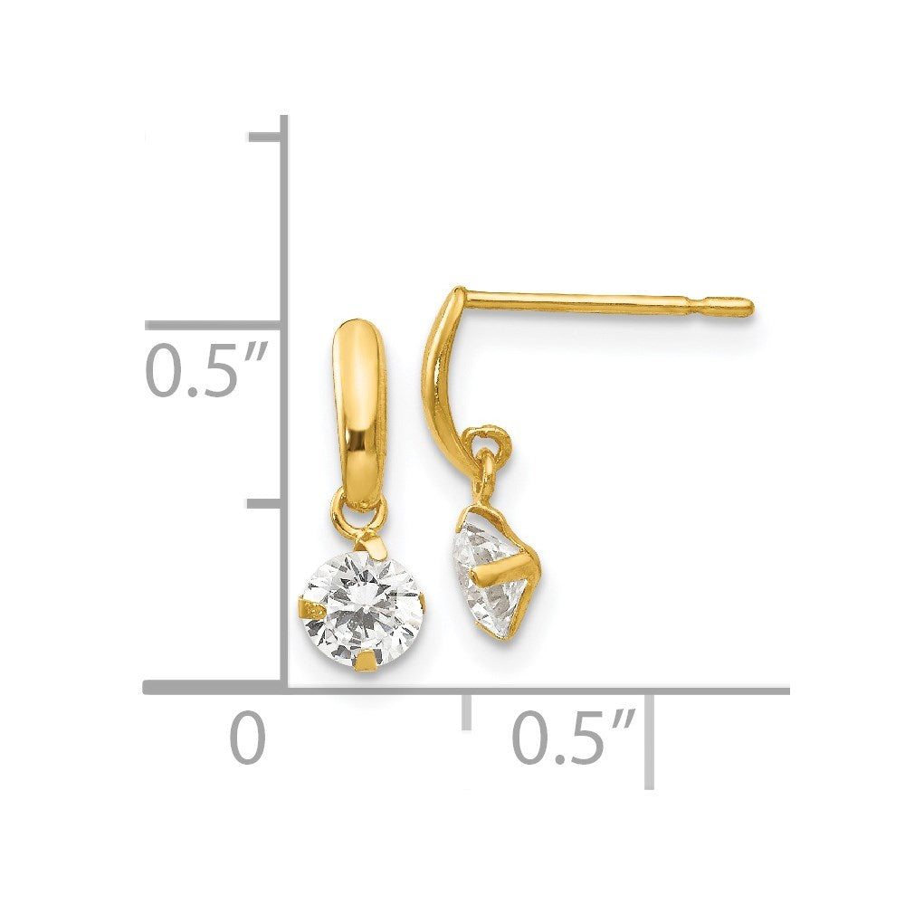 Cocoa Bear 14k Madi K CZ Children's Dangle Post Earrings