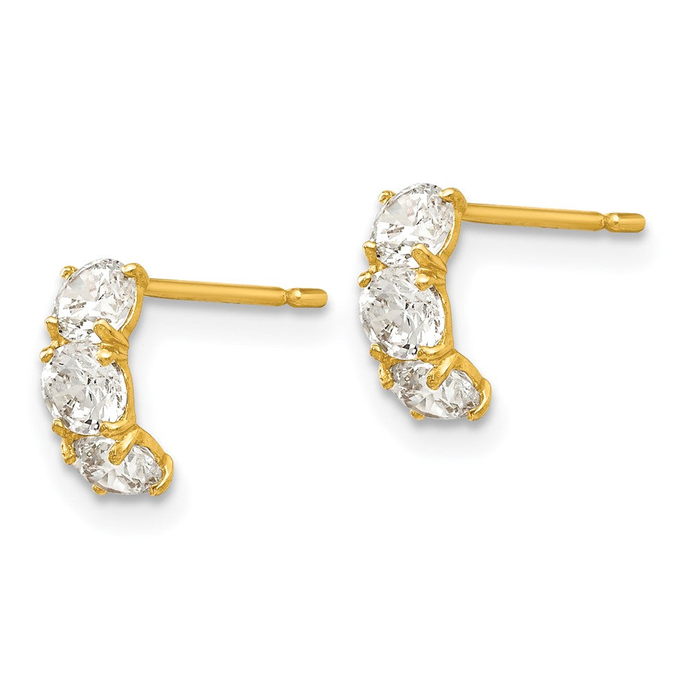 Winky Glow 14k Madi K CZ Children's Three Stone Post Earrings
