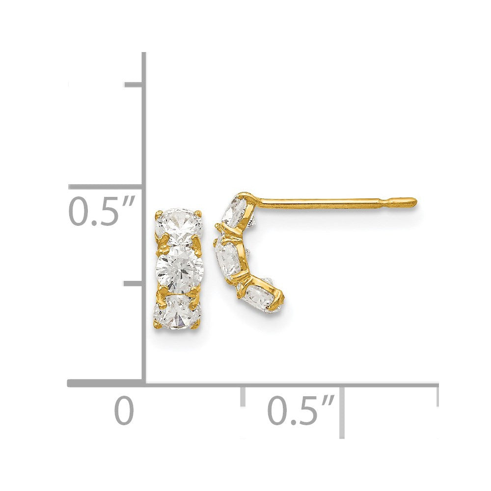 Winky Glow 14k Madi K CZ Children's Three Stone Post Earrings