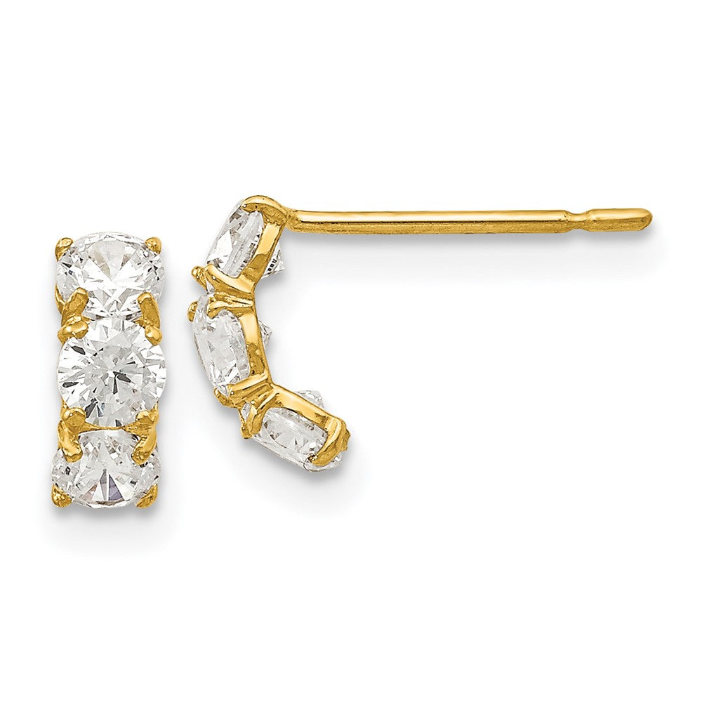 Winky Glow 14k Madi K CZ Children's Three Stone Post Earrings
