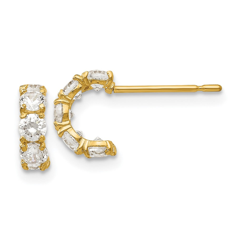 Dreamy Star 14k Madi K CZ Children's Five Stone Hoop Post Earrings