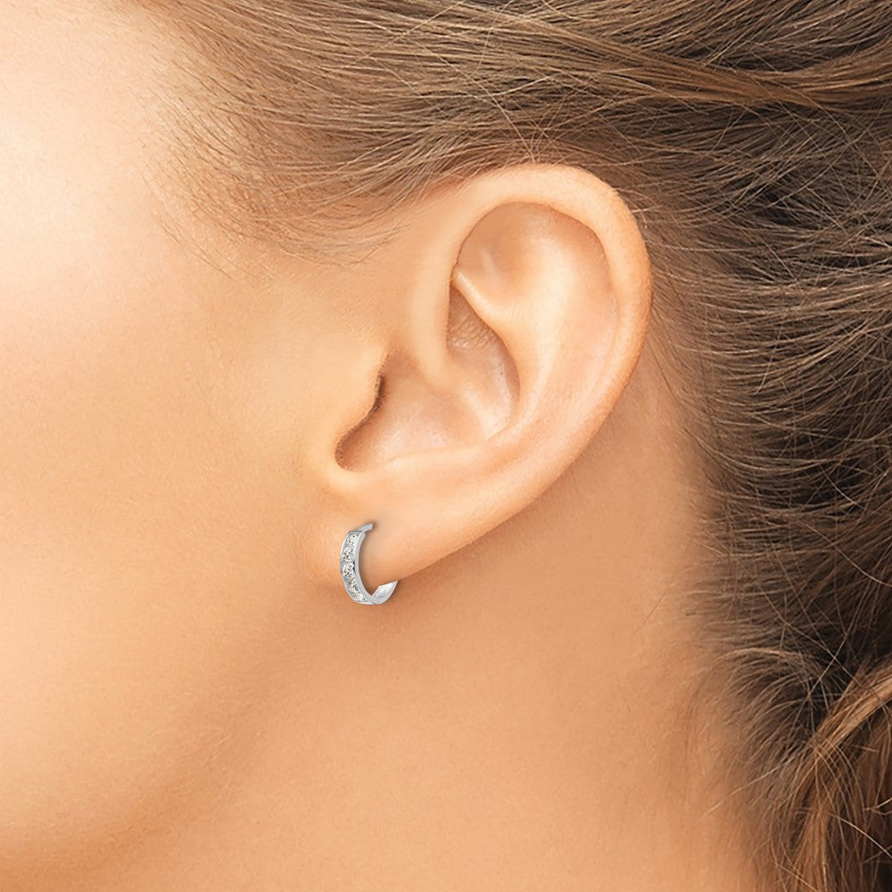 Bubbles Cloud 14k White Gold Madi K CZ Children's Hinged Hoop Earrings