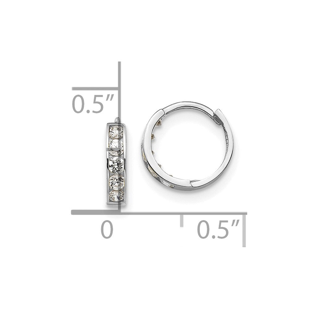Bubbles Cloud 14k White Gold Madi K CZ Children's Hinged Hoop Earrings