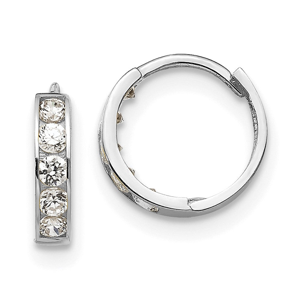 Bubbles Cloud 14k White Gold Madi K CZ Children's Hinged Hoop Earrings