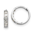 Bubbles Cloud 14k White Gold Madi K CZ Children's Hinged Hoop Earrings