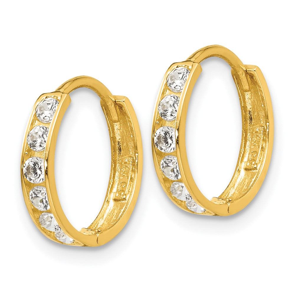 Peaches Bean 14k Madi K CZ Children's Hinged Hoop Earrings