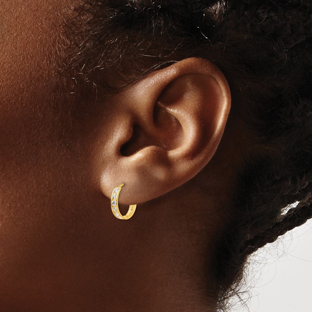 Peaches Bean 14k Madi K CZ Children's Hinged Hoop Earrings