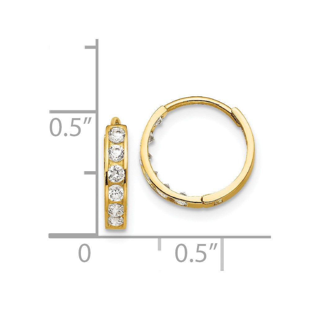 Peaches Bean 14k Madi K CZ Children's Hinged Hoop Earrings