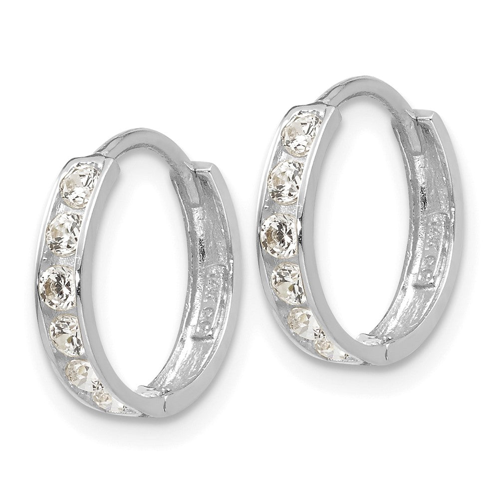 Skippy Spark 14k White Gold Madi K CZ Children's Hinged Hoop Earrings