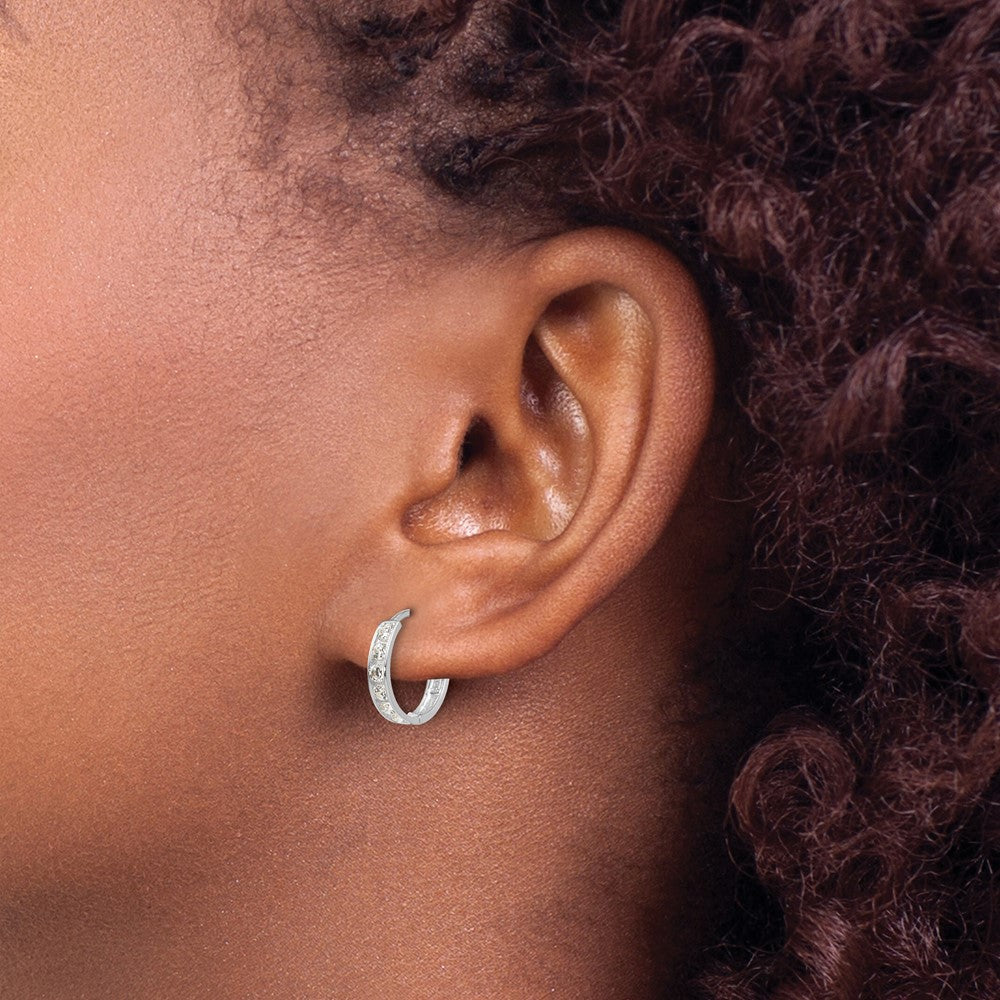 Skippy Spark 14k White Gold Madi K CZ Children's Hinged Hoop Earrings