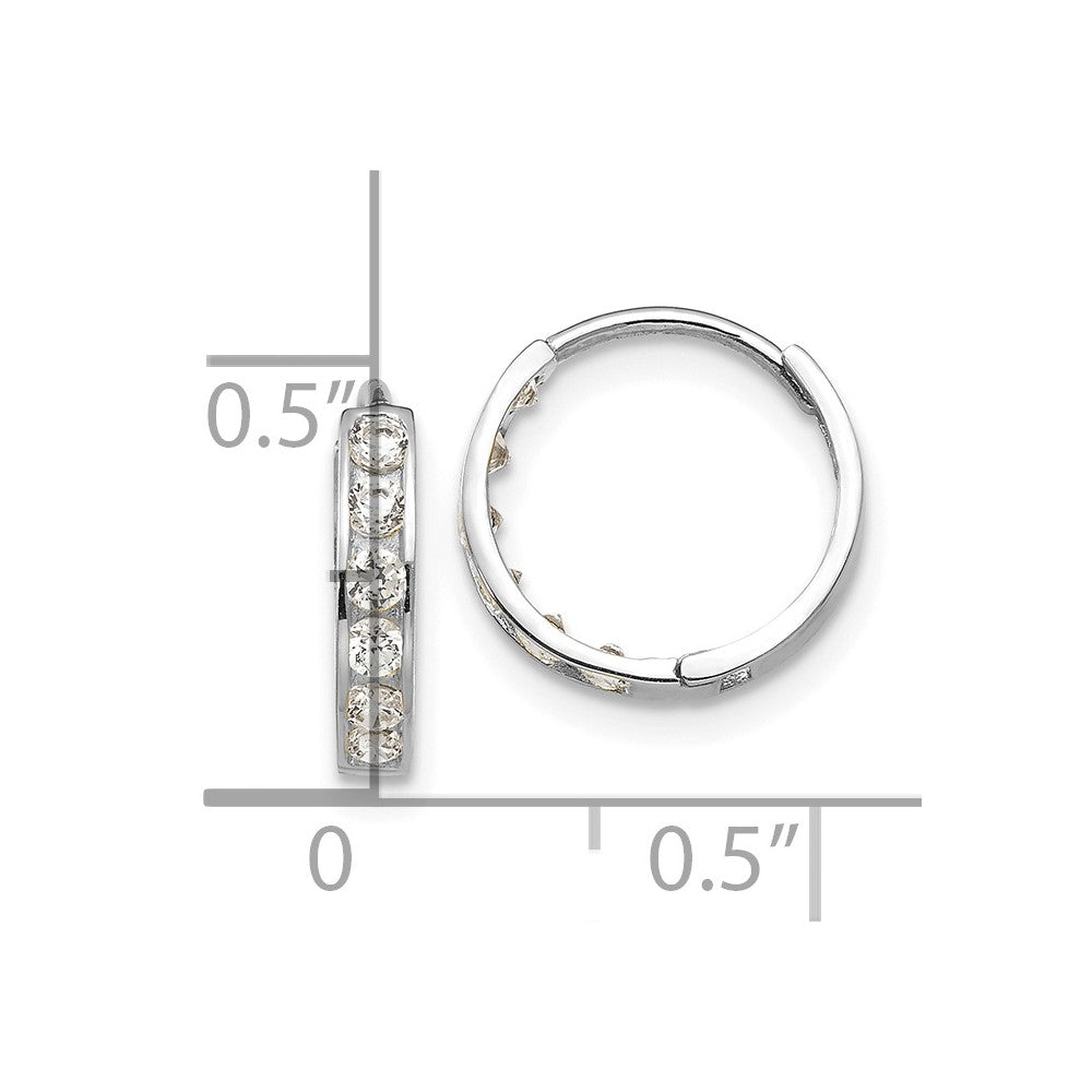Skippy Spark 14k White Gold Madi K CZ Children's Hinged Hoop Earrings