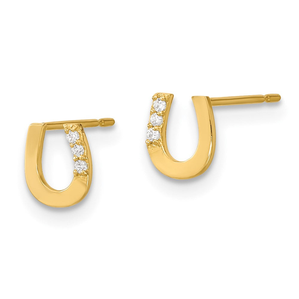 Kitten Nook 14k Madi K CZ Children's Horseshoe Post Earrings