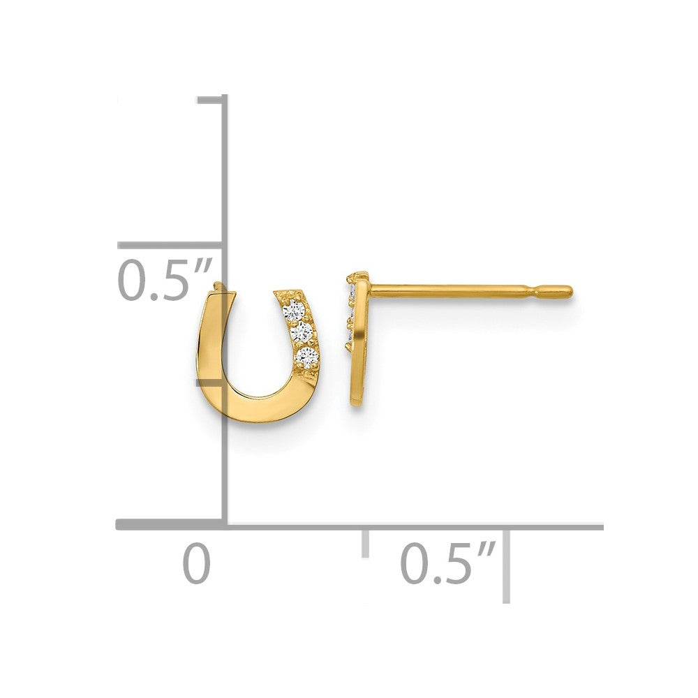 Kitten Nook 14k Madi K CZ Children's Horseshoe Post Earrings