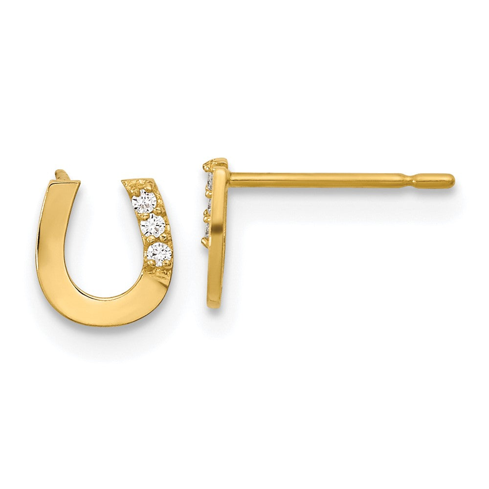 Kitten Nook 14k Madi K CZ Children's Horseshoe Post Earrings