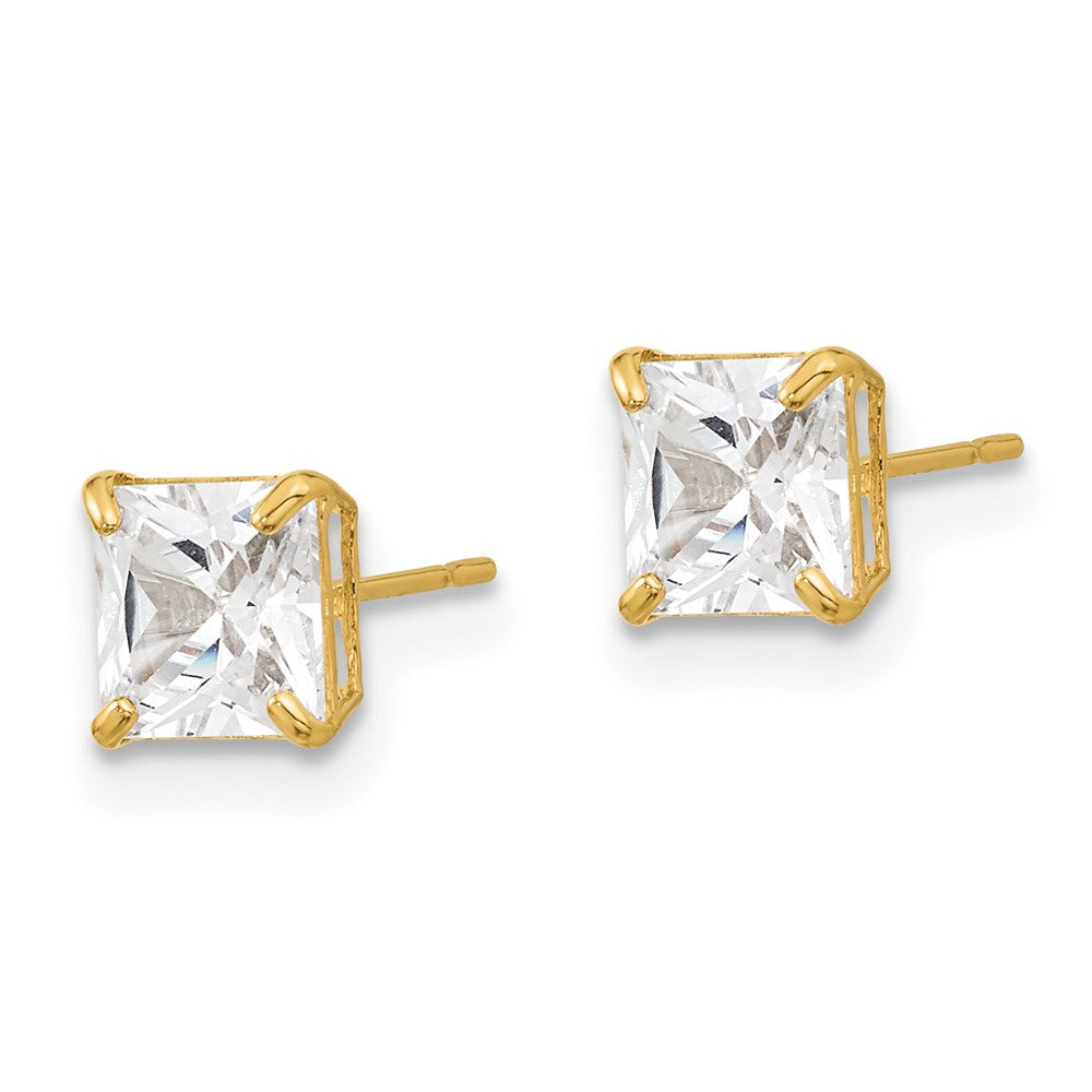 Fluffy Nest 14k Madi K 5mm Square CZ Basket Set Stud Earrings