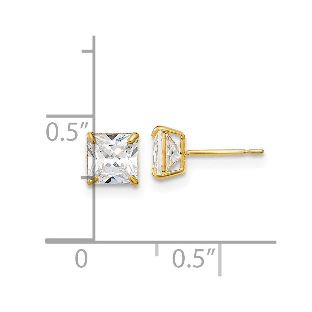 Fluffy Nest 14k Madi K 5mm Square CZ Basket Set Stud Earrings