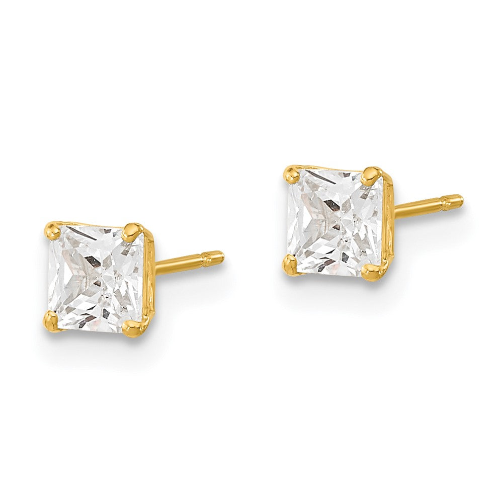 Kitten Pop 14k Madi K 4mm Square CZ Basket Set Stud Earrings