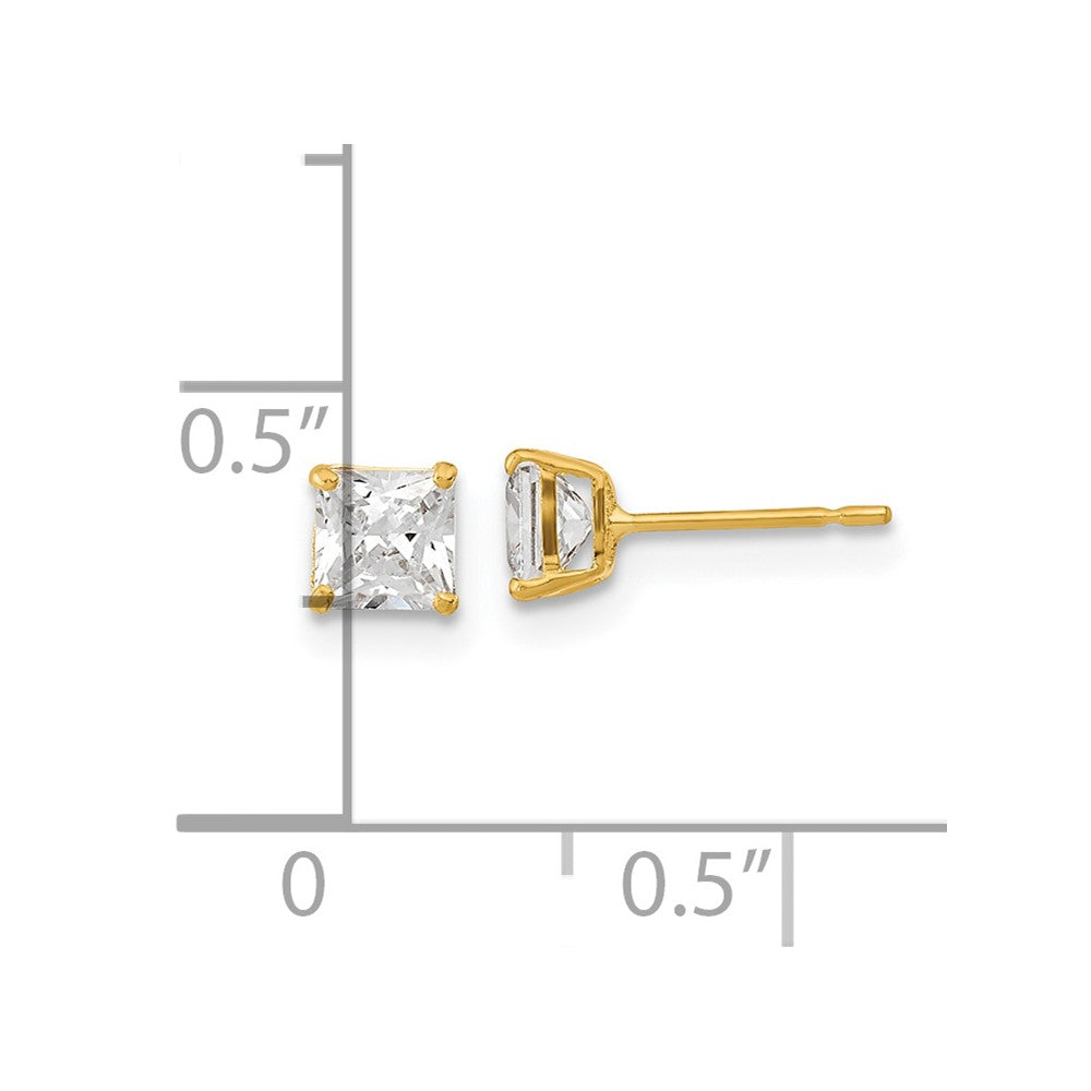 Kitten Pop 14k Madi K 4mm Square CZ Basket Set Stud Earrings