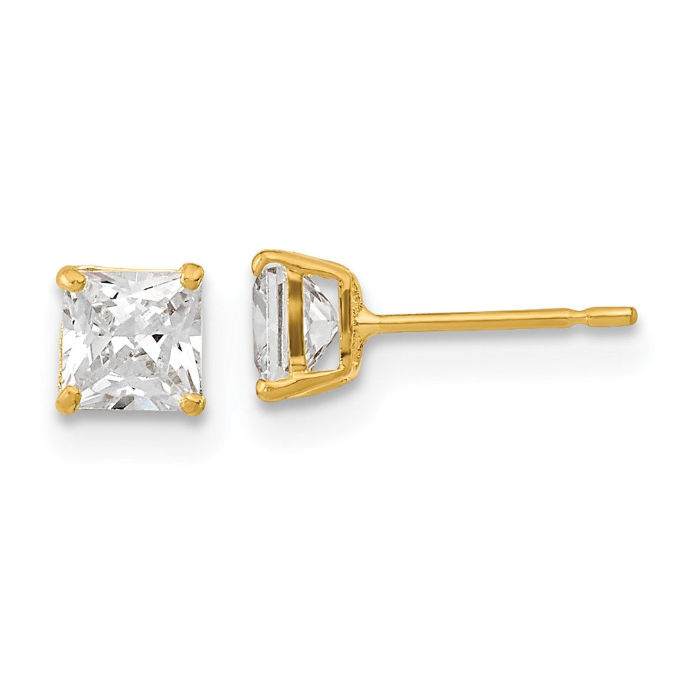 Kitten Pop 14k Madi K 4mm Square CZ Basket Set Stud Earrings