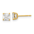 Kitten Pop 14k Madi K 4mm Square CZ Basket Set Stud Earrings