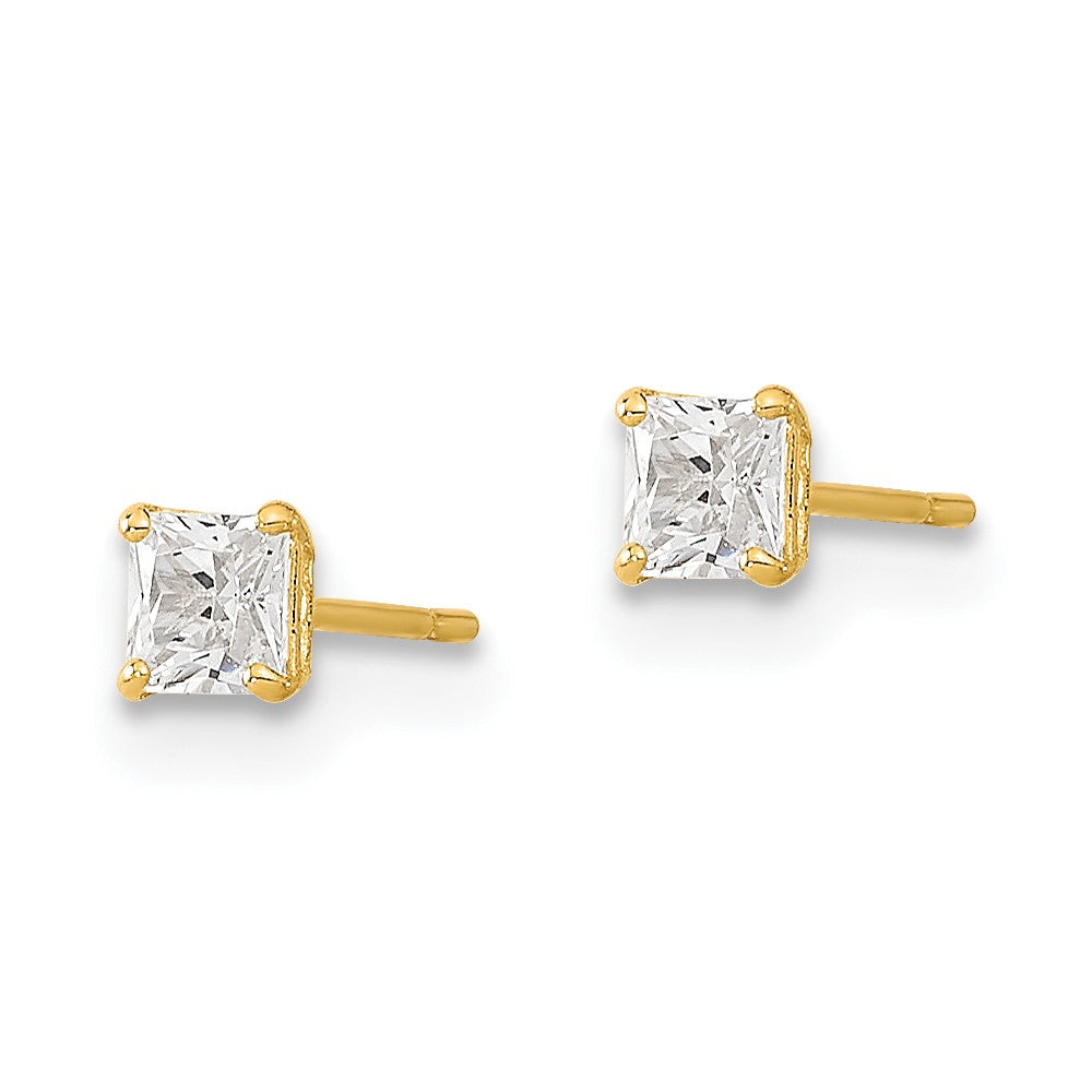 Sparkle Wink 14k Madi K 3mm Square CZ Basket Set Stud Earrings