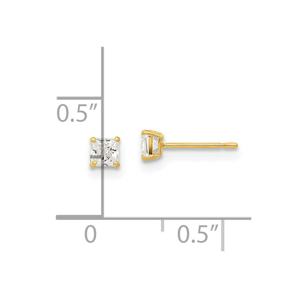 Sparkle Wink 14k Madi K 3mm Square CZ Basket Set Stud Earrings
