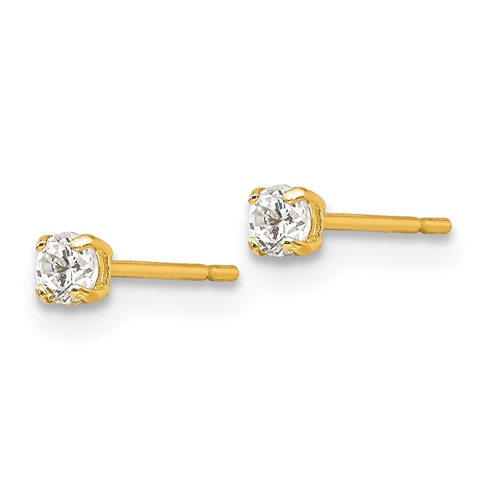 Peaches Bear 14k Madi K 2.5mm Round CZ Basket Set Stud Earrings