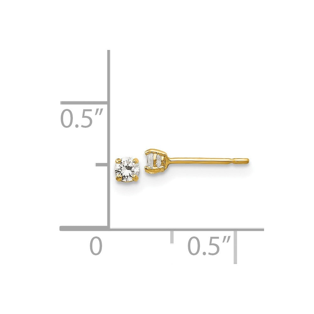 Peaches Bear 14k Madi K 2.5mm Round CZ Basket Set Stud Earrings