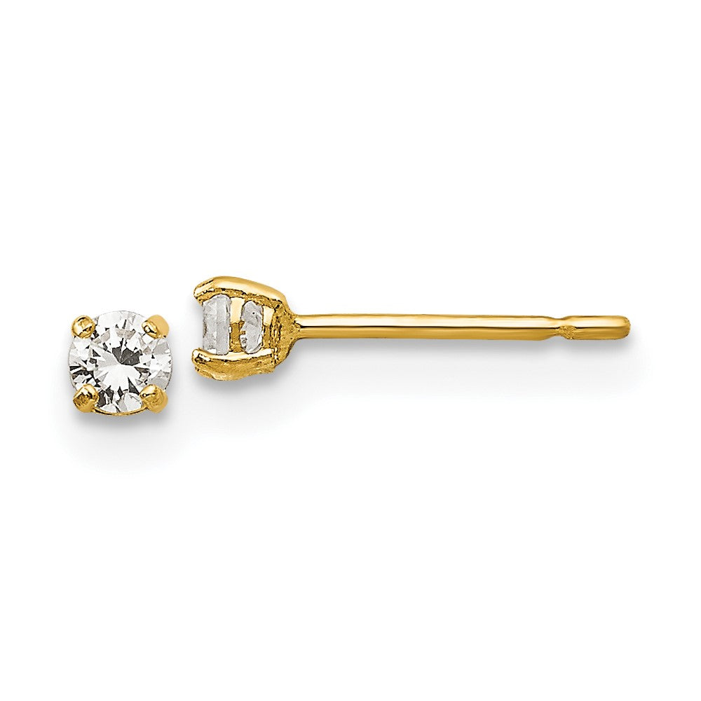 Peaches Bear 14k Madi K 2.5mm Round CZ Basket Set Stud Earrings