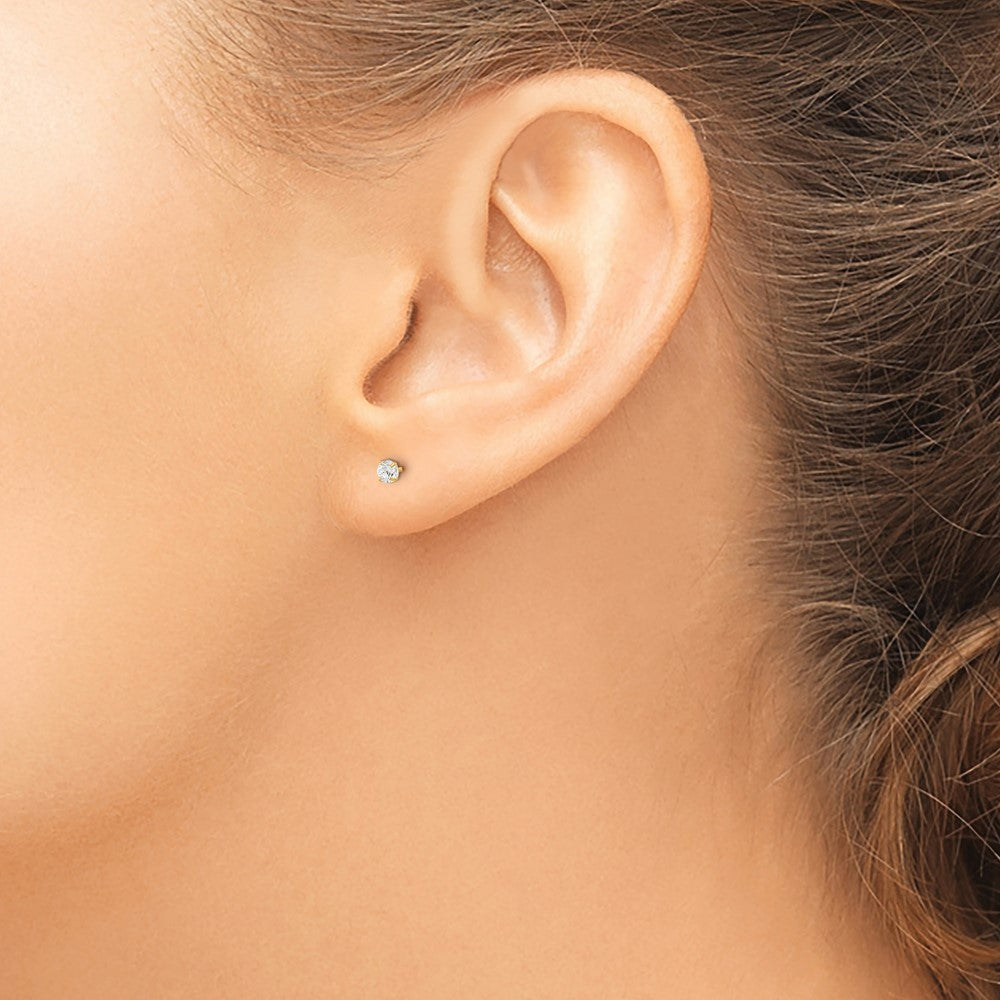 Turtle Boo 14k Madi K 3mm Round CZ Basket Set Stud Earrings