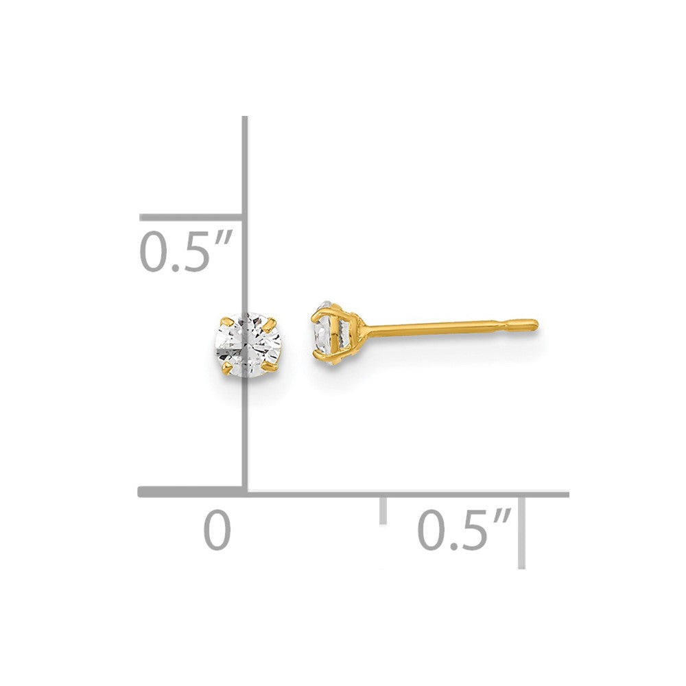 Turtle Boo 14k Madi K 3mm Round CZ Basket Set Stud Earrings