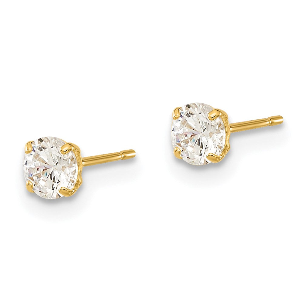 Peaches Bloom 14k Madi K 4mm Round CZ Basket Set Stud Earrings