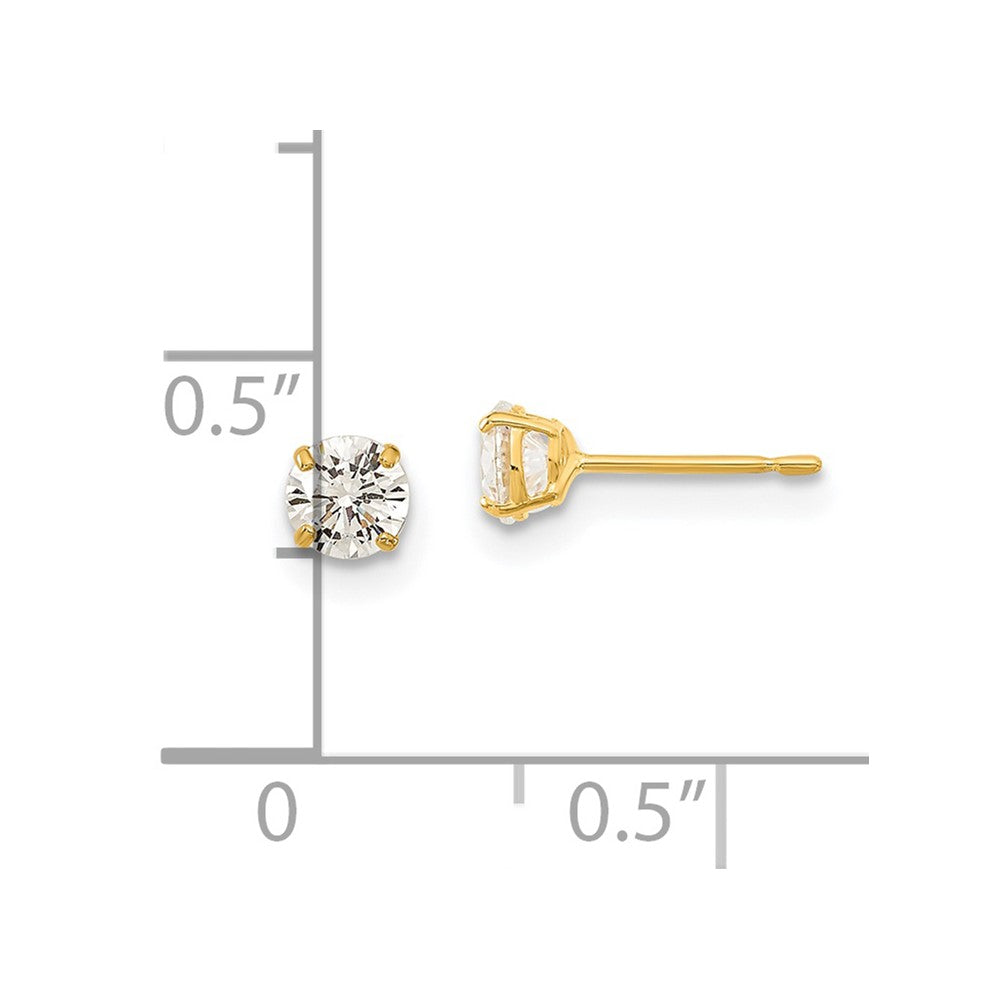 Peaches Bloom 14k Madi K 4mm Round CZ Basket Set Stud Earrings