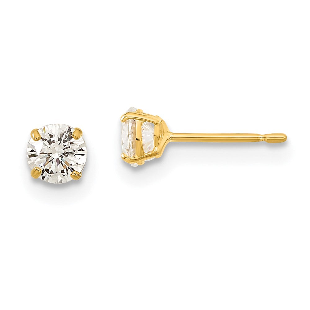 Peaches Bloom 14k Madi K 4mm Round CZ Basket Set Stud Earrings