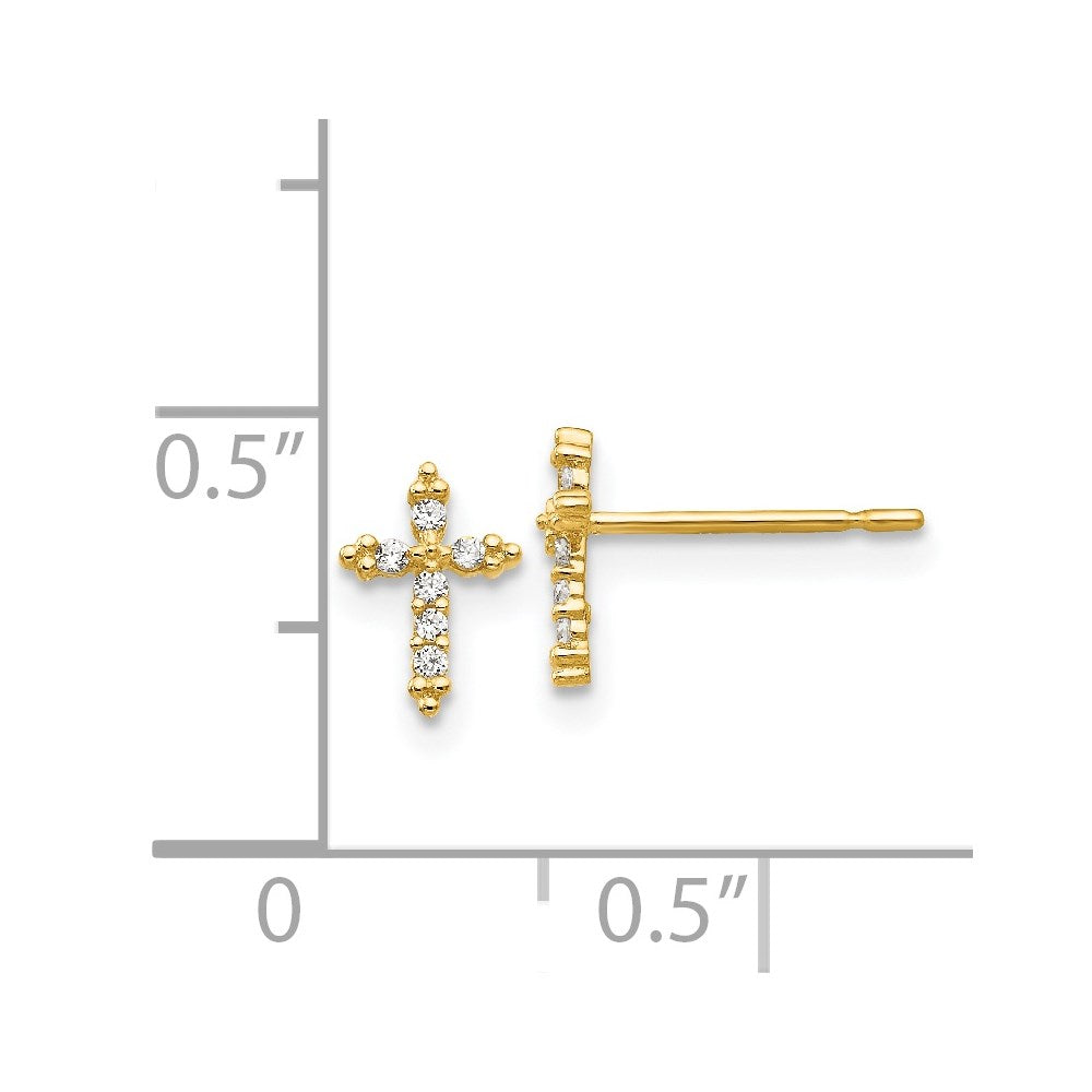 Bubbles Puff 14k Madi K CZ Children's Cross Post Earrings